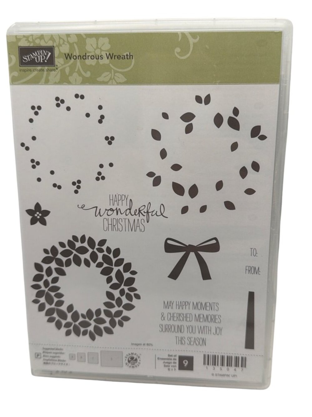 Wondrous Wreath Christmas Clear Mount Rubber Stamp Set by Stampin Up Holiday Car
